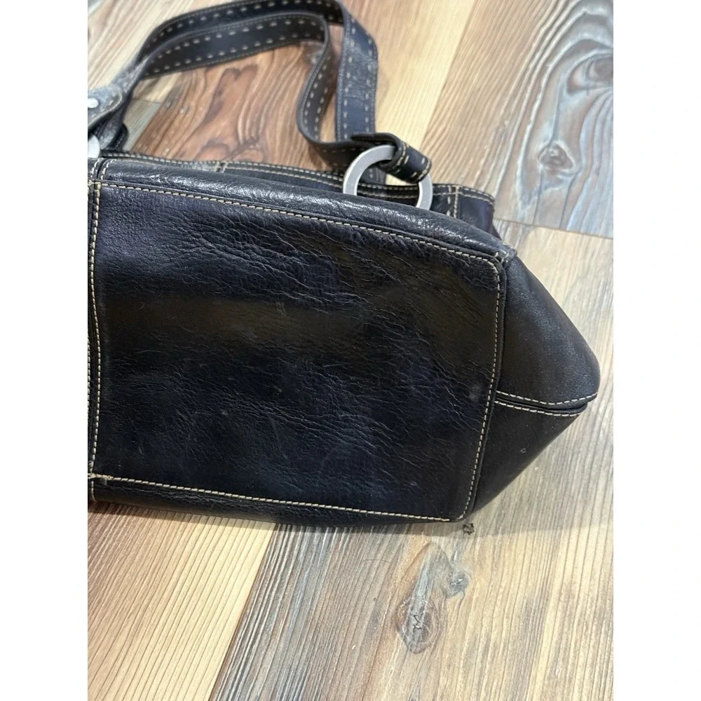 Fossil, Woman's, Bag, Black, Vintage, Leather, Large, Satchel Style, Shoulder
